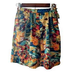 Ruff Hewn Watercolor Muted Print High Waist Shorts Made in USA Size Small Vtg